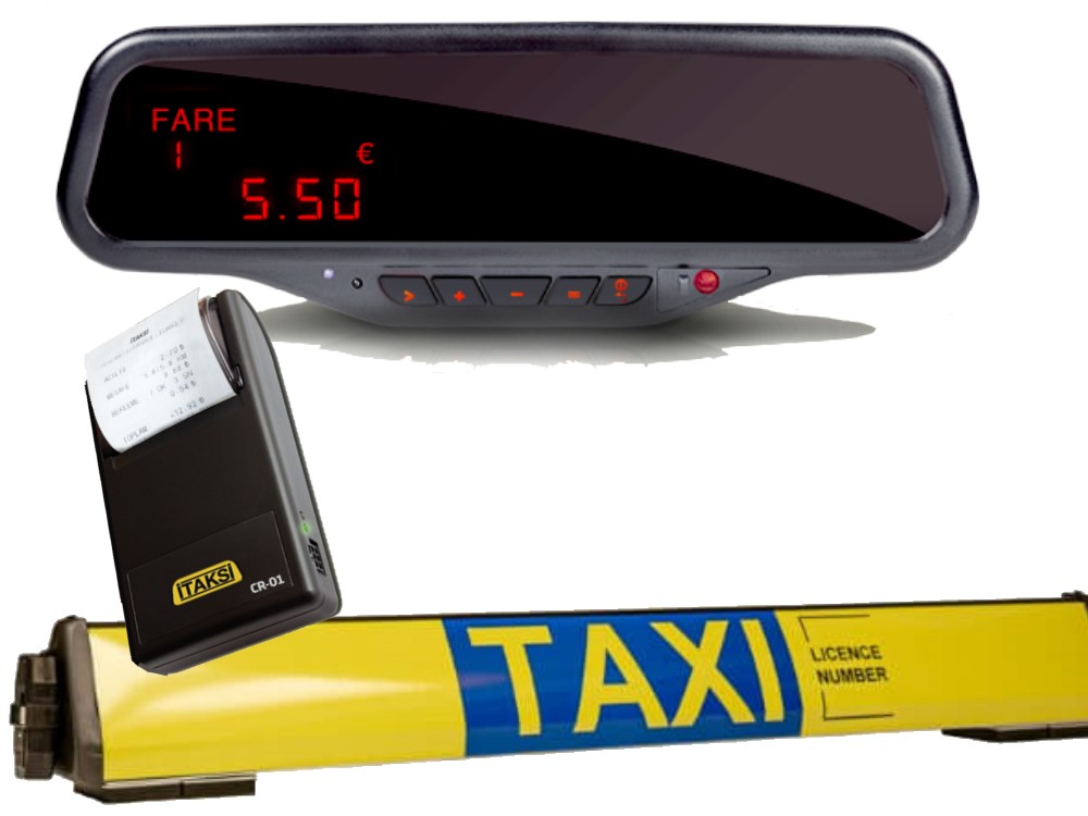 alberen mirror taxi meter roofsign and printer package