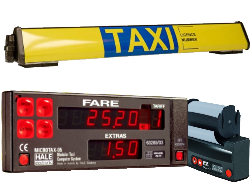hale microtax 05 taxi meter roofsign and printer package